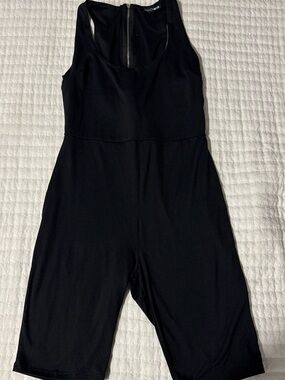 Fashion Nova Black Sleeveless Romper with Exposed Back Zipper